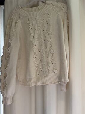 Rails Cream Cable & Openwork Crewneck Sweater
